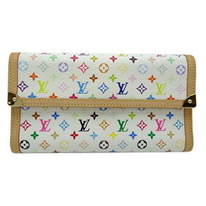 Louis Vuitton Porto Tresor Tri Fold Wallet Monogram Multicolor Bronze White